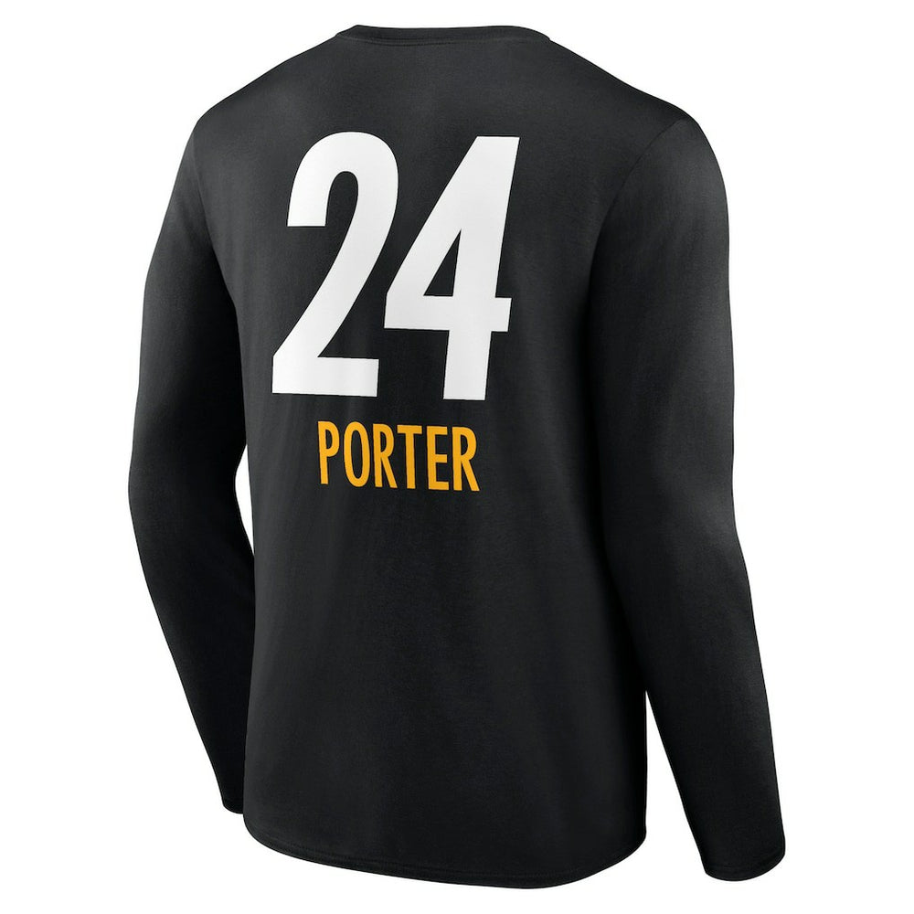 Joey Porter Jr.  Team Wordmark Player Name & Number Long Sleeve T-Shirt - Pittsburgh Steelers T-shirts