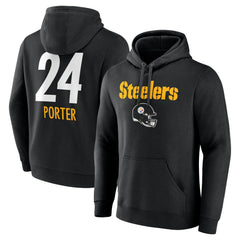 Joey Porter Jr.  Team Wordmark Player Name & Number Pullover Hoodie - Pittsburgh Steelers Hoodies