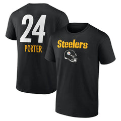 Joey Porter Jr.  Team Wordmark Player Name & Number T-Shirt - Pittsburgh Steelers T-shirts
