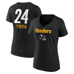 Joey Porter Jr.  Women's Team Wordmark Player Name & Number V-Neck T-Shirt - Pittsburgh Steelers T-shirts
