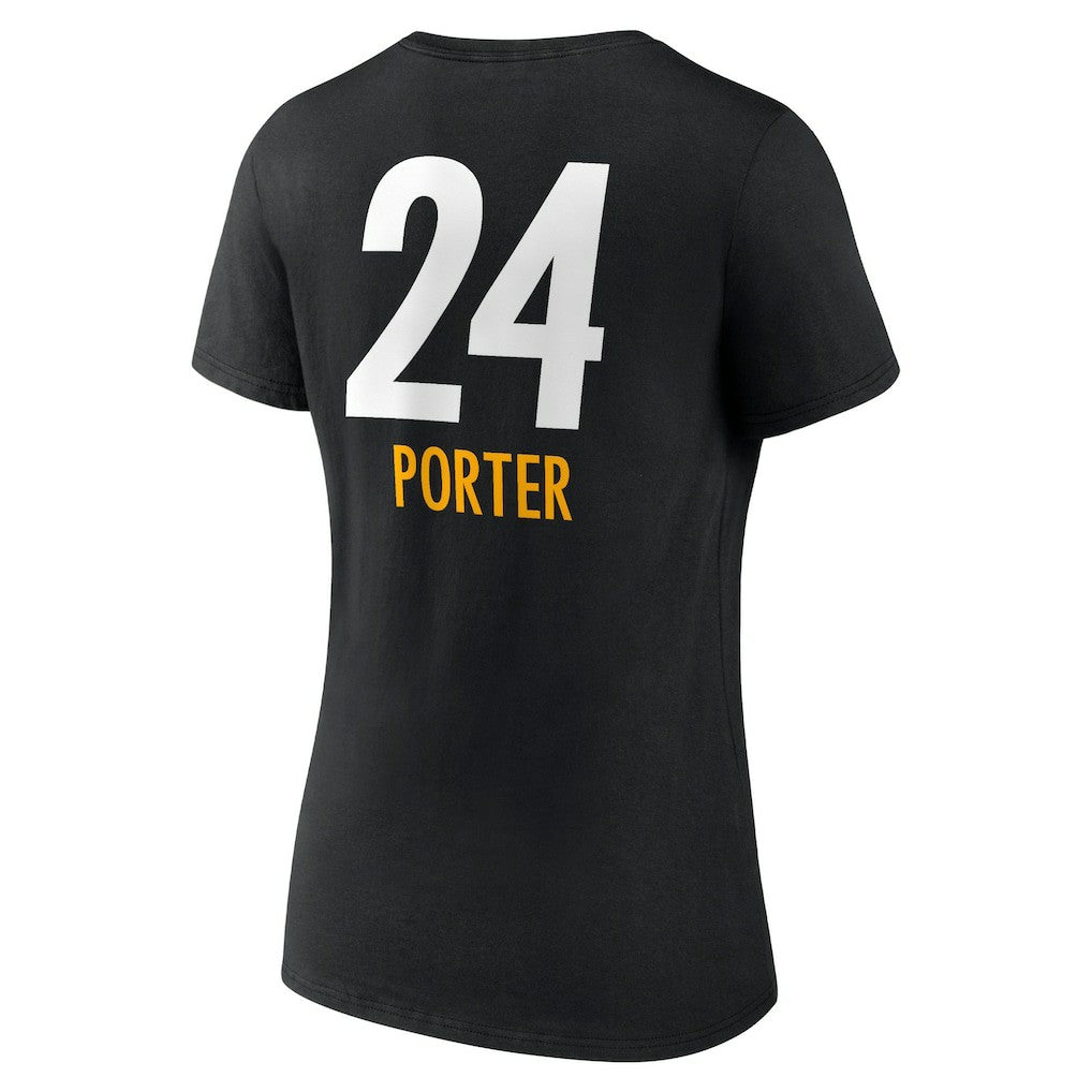 Joey Porter Jr.  Women's Team Wordmark Player Name & Number V-Neck T-Shirt - Pittsburgh Steelers T-shirts