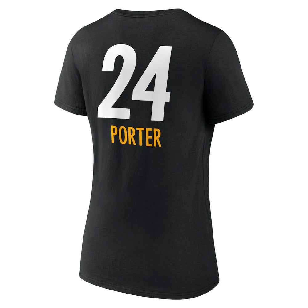 Joey Porter Jr.  Women's Team Wordmark Player Name & Number V-Neck T-Shirt - Pittsburgh Steelers T-shirts