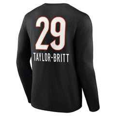 Cam Taylor-Britt  Team Wordmark Player Name & Number Long Sleeve T-Shirt - Cincinnati Bengals T-shirts