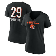 Cam Taylor-Britt  Women's Team Wordmark Player Name & Number V-Neck T-Shirt - Cincinnati Bengals T-shirts