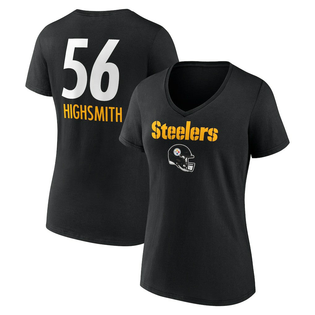 Alex Highsmith  Women's Team Wordmark Player Name & Number V-Neck T-Shirt - Pittsburgh Steelers T-shirts