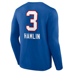Damar Hamlin  Team Wordmark Player Name & Number Long Sleeve T-Shirt - Buffalo Bills T-shirts