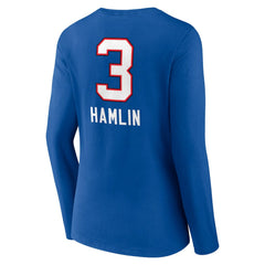 Damar Hamlin  Women's Team Wordmark Player Name & Number Long Sleeve V-Neck T-Shirt - Buffalo Bills T-shirts