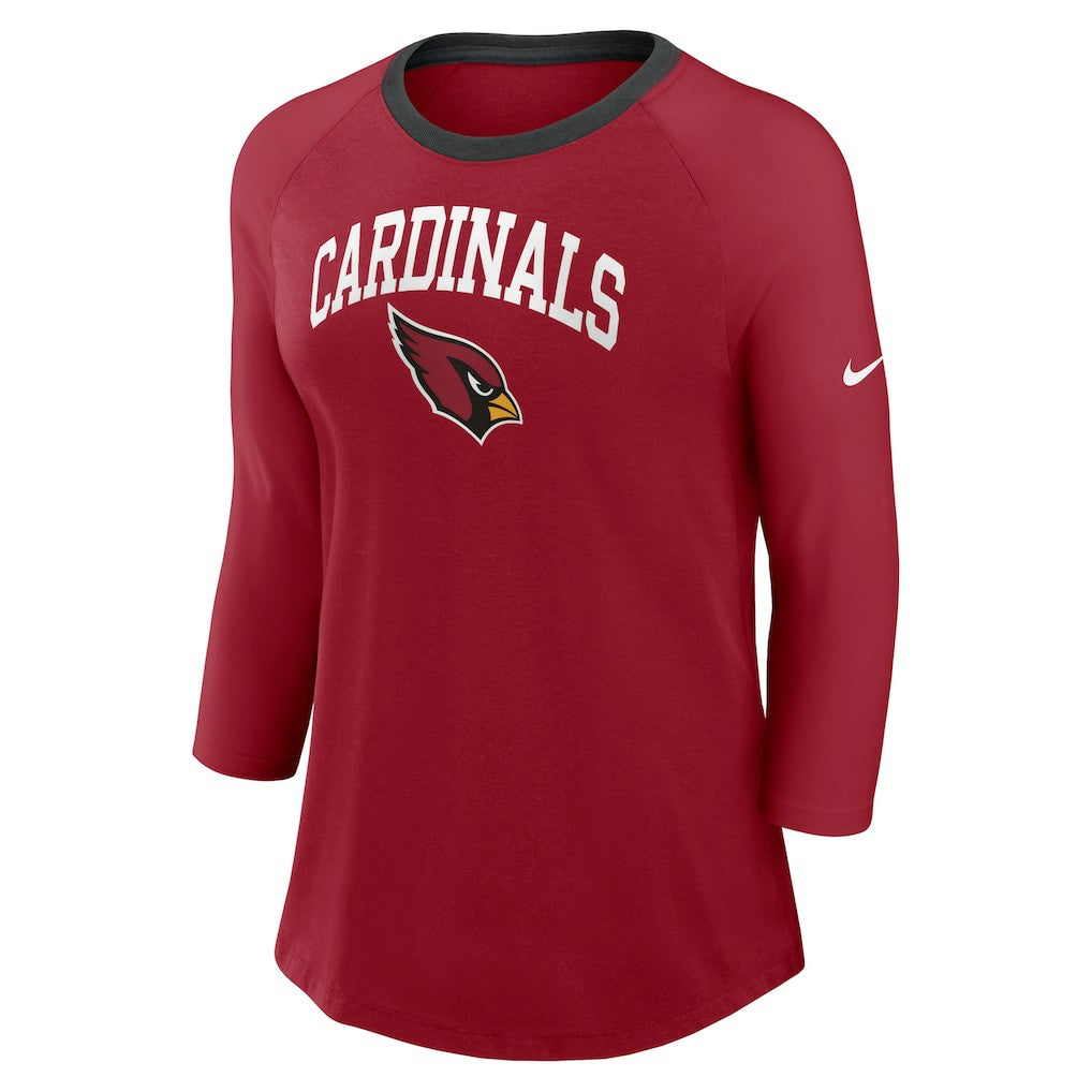 Women's 3/4 Sleeve Raglan Fashion Top - Arizona Cardinals Tops