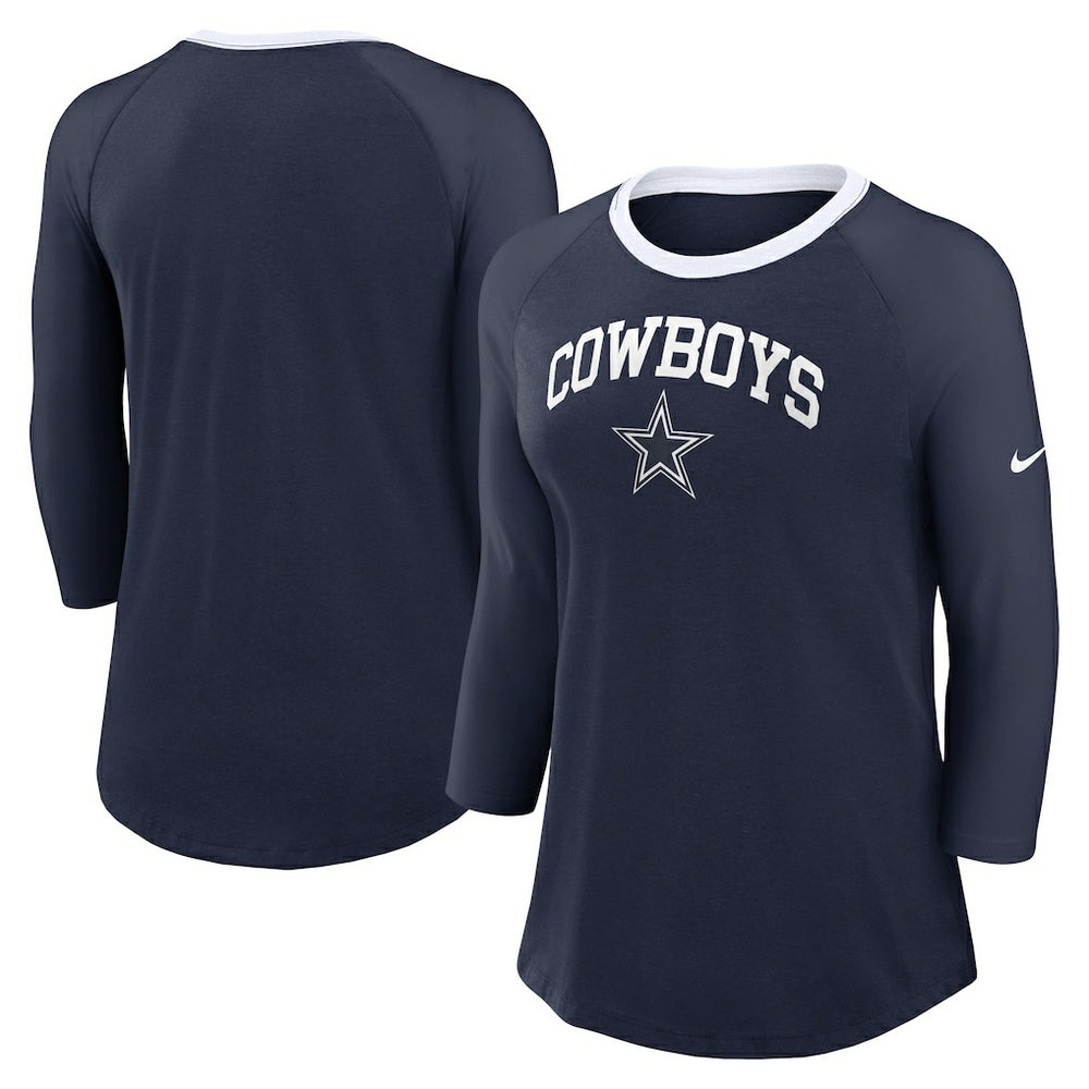 Women's 3/4 Sleeve Raglan Fashion Top - Dallas Cowboys Tops