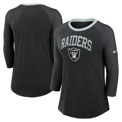 Women's 3/4 Sleeve Raglan Fashion Top - Las Vegas Raiders Tops