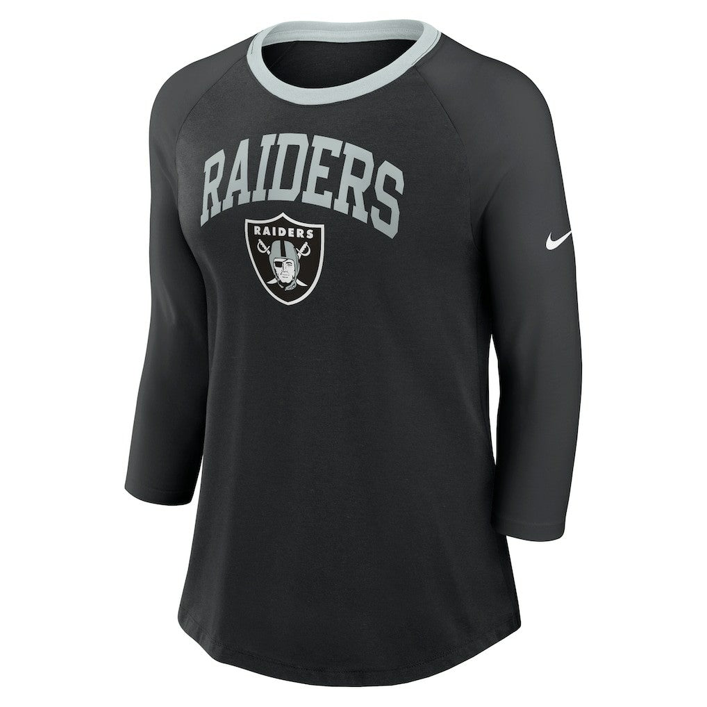 Women's 3/4 Sleeve Raglan Fashion Top - Las Vegas Raiders Tops