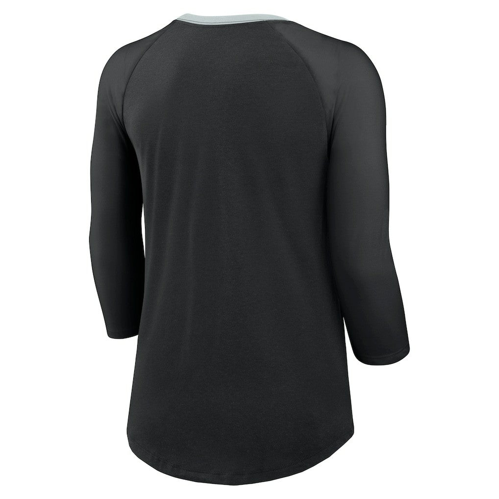 Women's 3/4 Sleeve Raglan Fashion Top - Las Vegas Raiders Tops