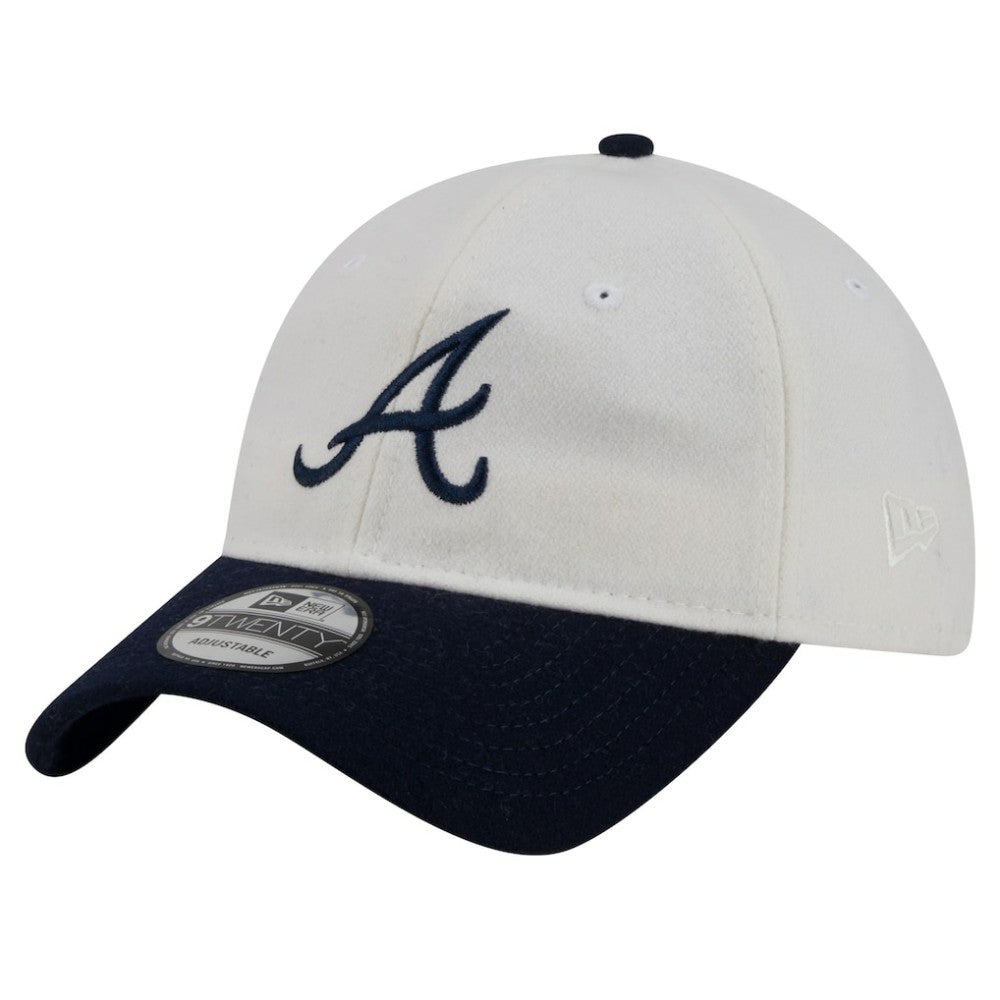 Cream Atlanta Braves New Era Leather Strap 9TWENTY Adjustable Hat