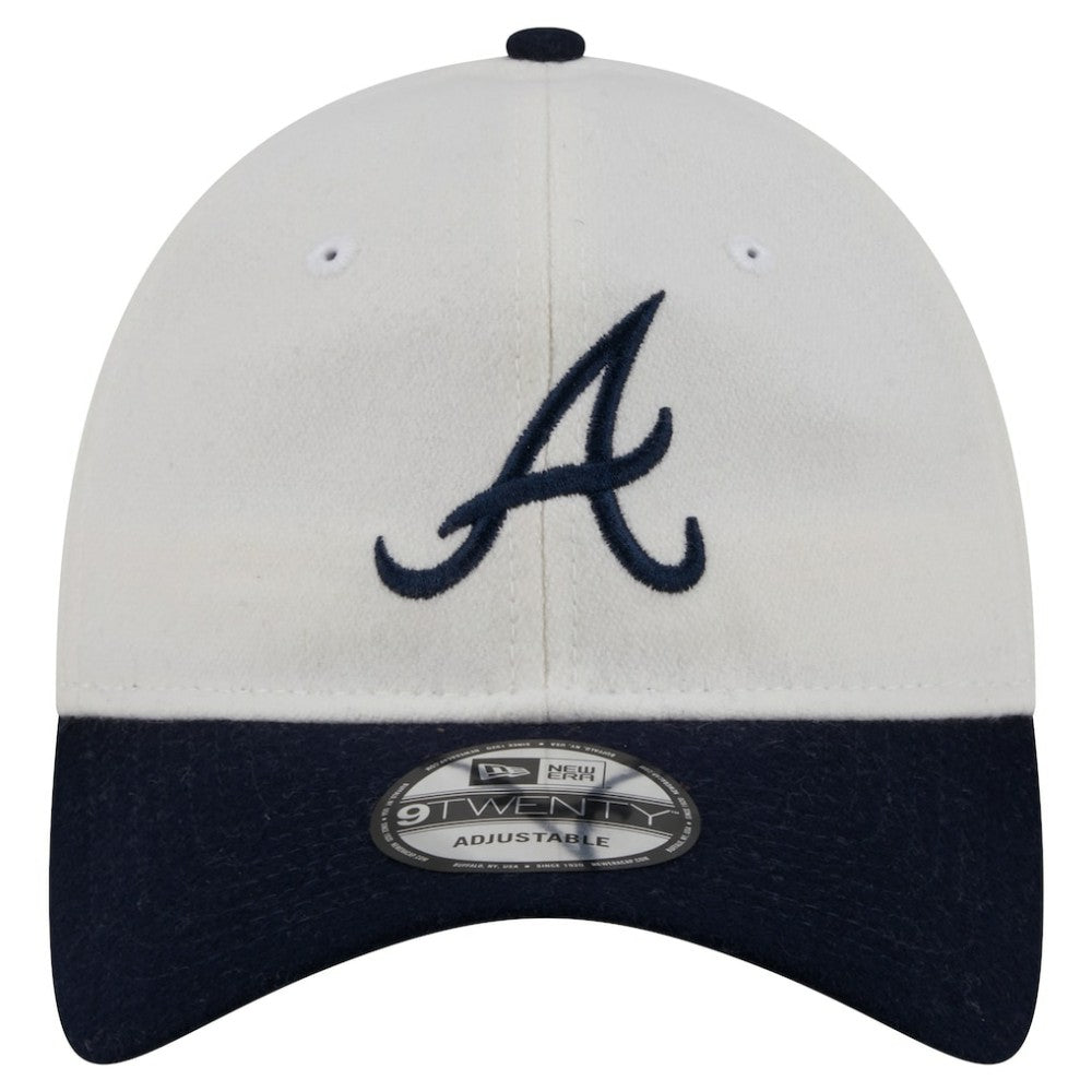 Cream Atlanta Braves New Era Leather Strap 9TWENTY Adjustable Hat