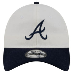 Cream Atlanta Braves New Era Leather Strap 9TWENTY Adjustable Hat