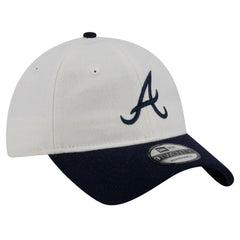 Cream Atlanta Braves New Era Leather Strap 9TWENTY Adjustable Hat