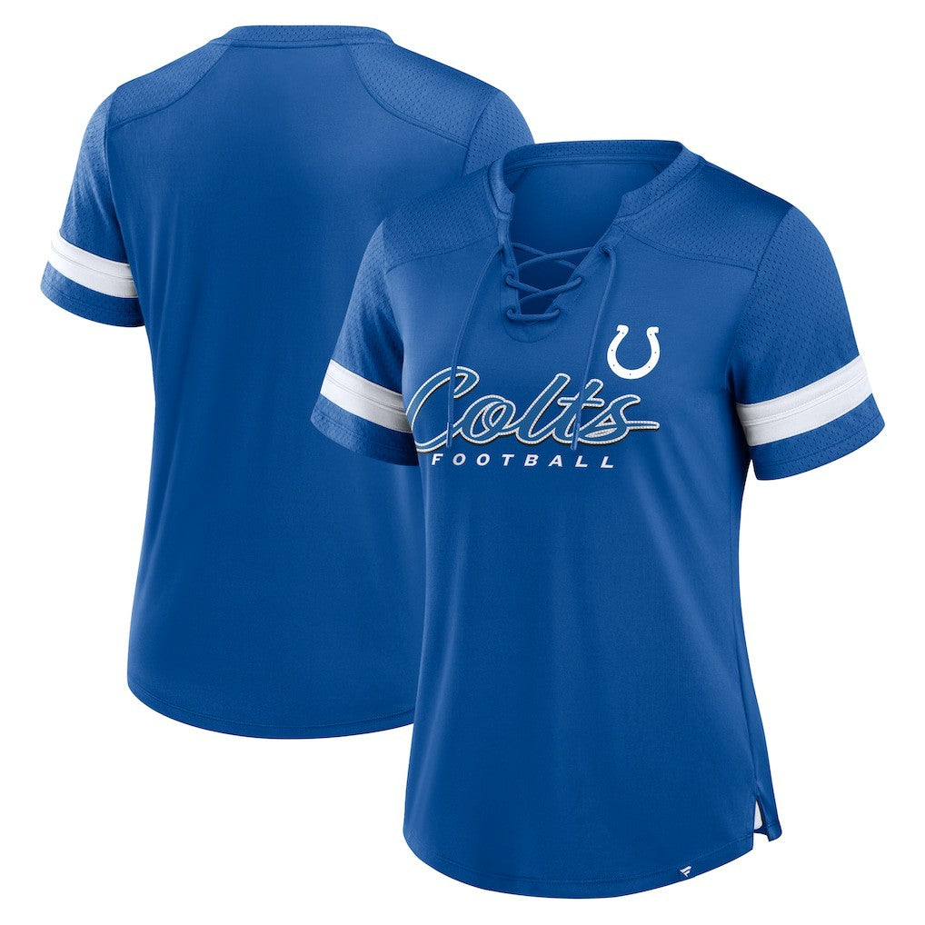 Women's Play Script Lace-Up T-Shirt - Indianapolis Colts T-shirts