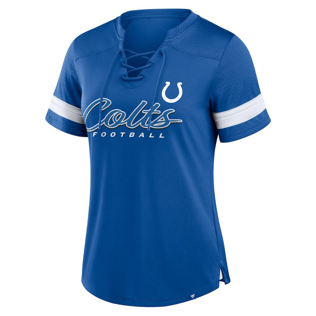 Women's Play Script Lace-Up T-Shirt - Indianapolis Colts T-shirts