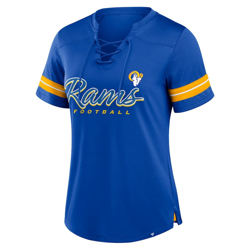 Women's Play Script Lace-Up T-Shirt - Los Angeles Rams T-shirts