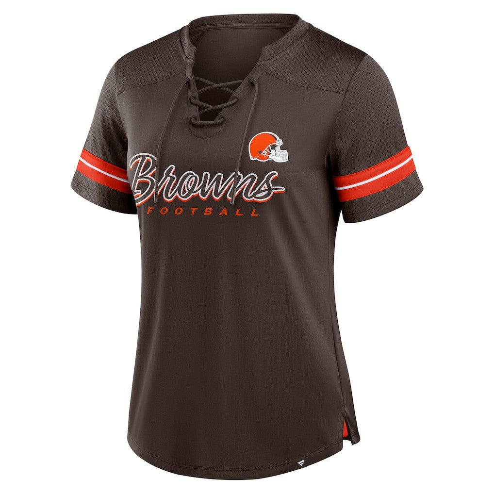 Women's Play Script Lace-Up T-Shirt - Cleveland Browns T-shirts