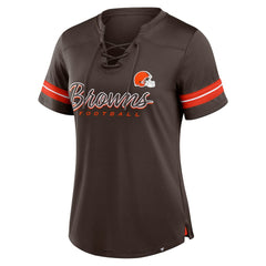 Women's Play Script Lace-Up T-Shirt - Cleveland Browns T-shirts