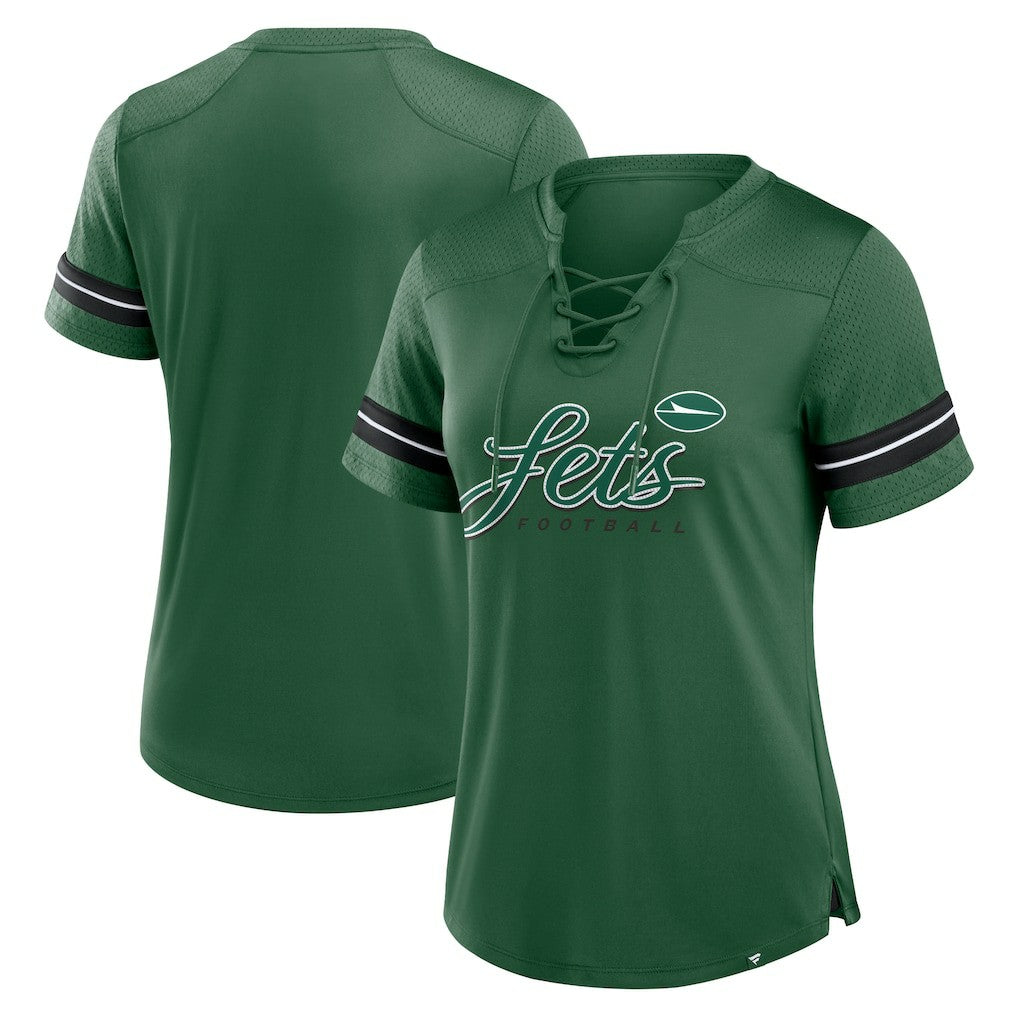 Women's Play Script Lace-Up T-Shirt - New York Jets T-shirts