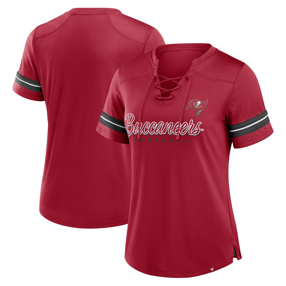 Women's Play Script Lace-Up T-Shirt - Tampa Bay Buccaneers T-shirts