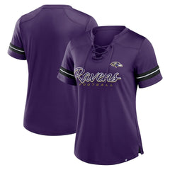 Women's Play Script Lace-Up T-Shirt - Baltimore Ravens T-shirts