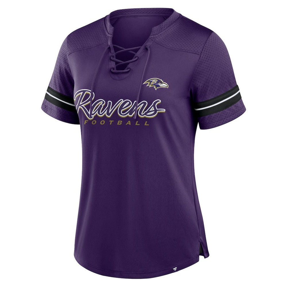 Women's Play Script Lace-Up T-Shirt - Baltimore Ravens T-shirts