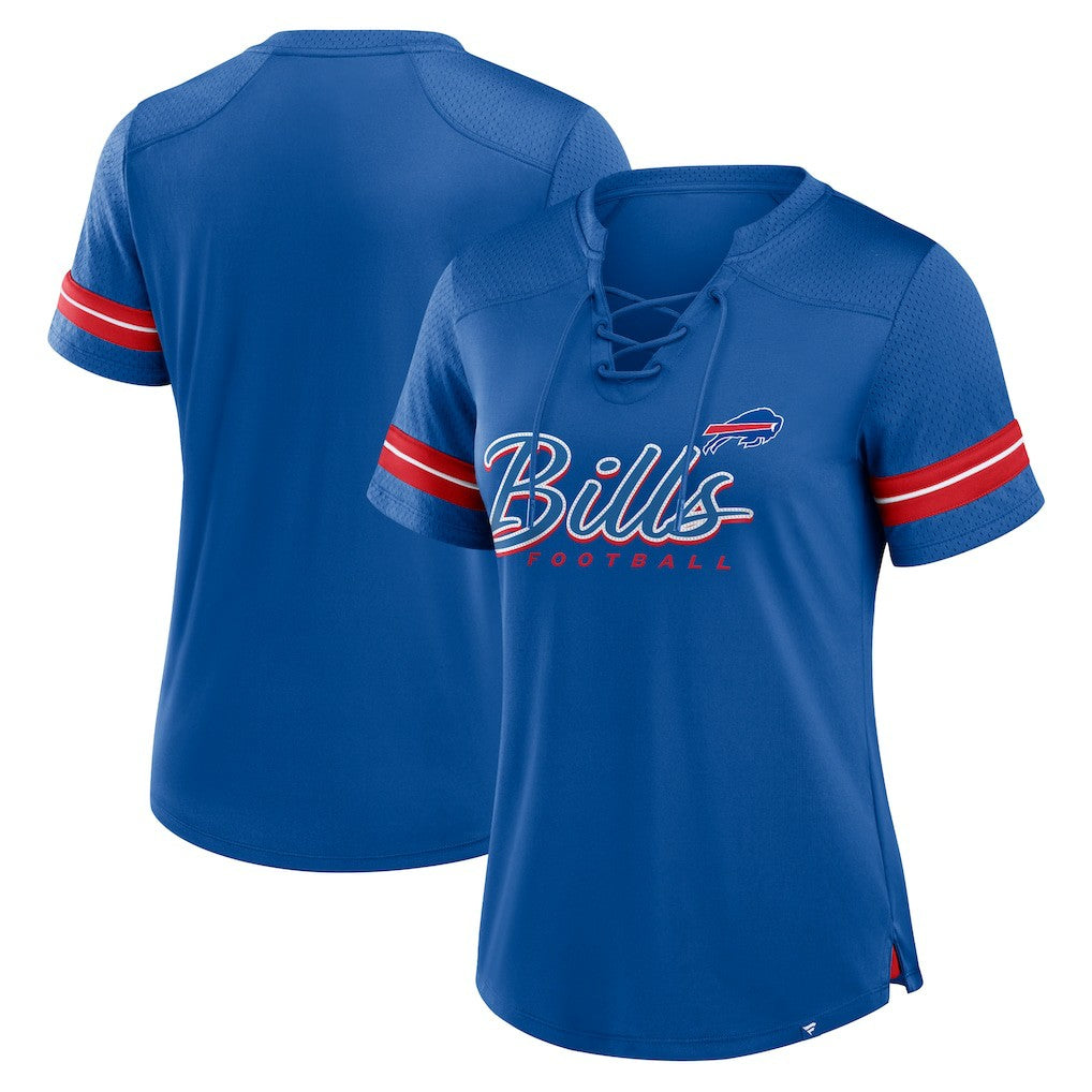 Women's Play Script Lace-Up T-Shirt - Buffalo Bills T-shirts