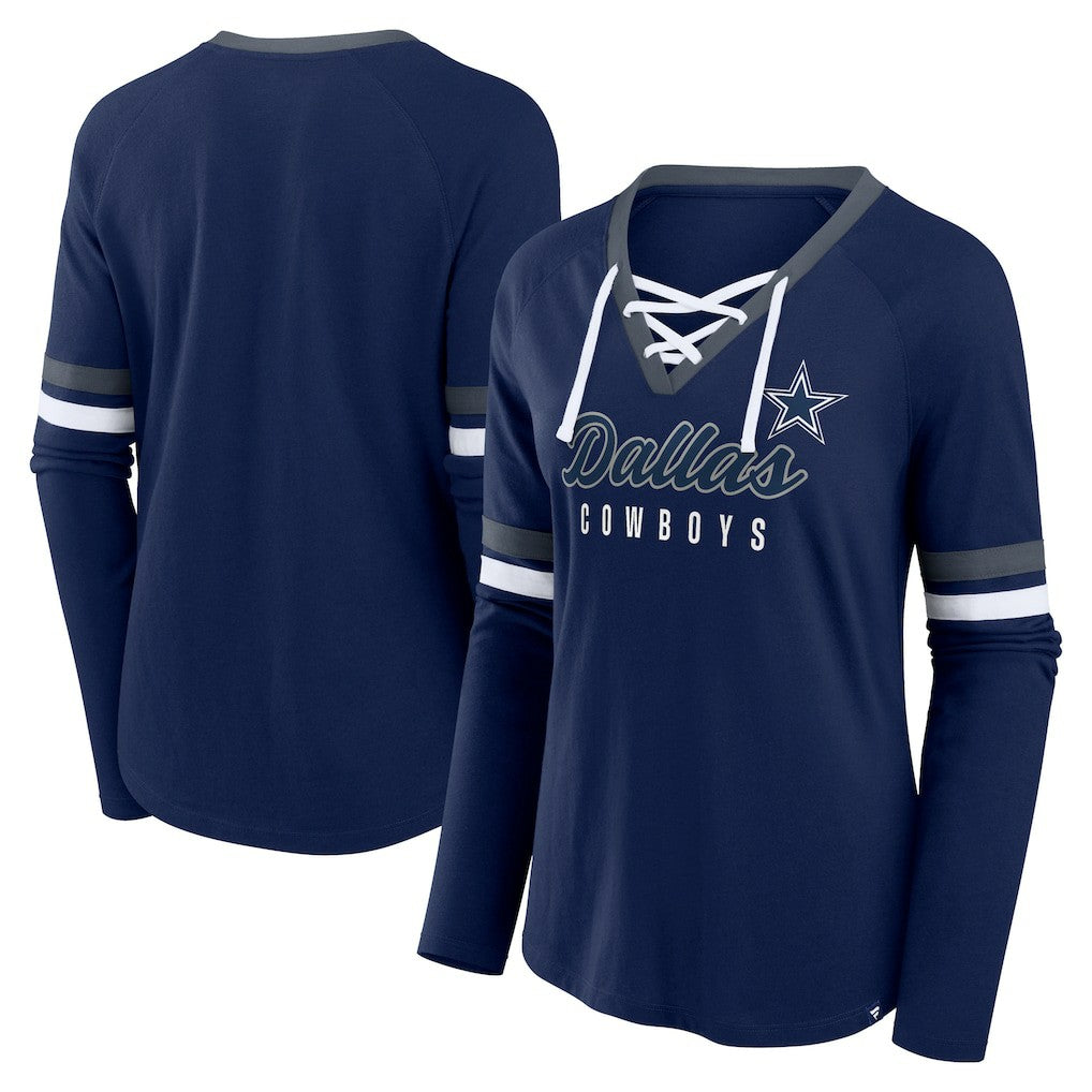 Women's Won and Done Lace-Up Long Sleeve Fashion Top - Dallas Cowboys Tops