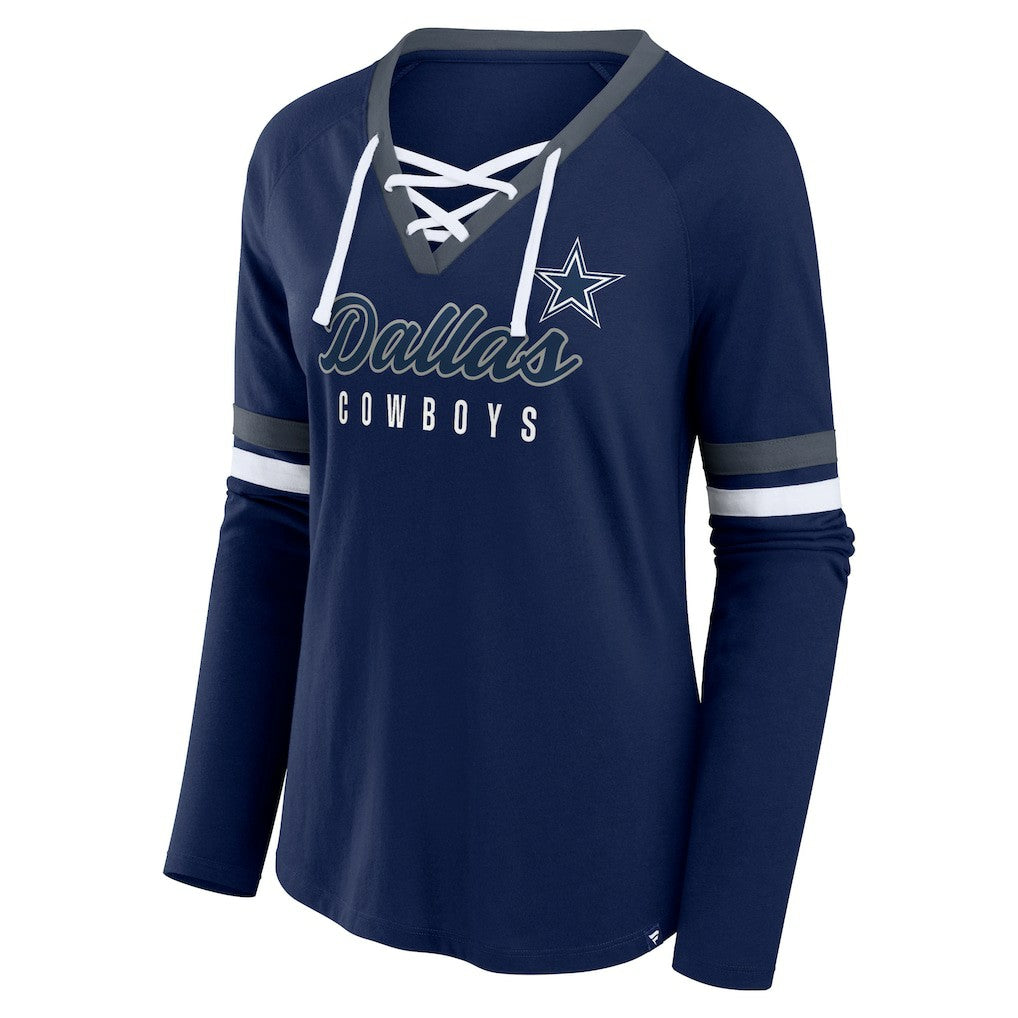 Women's Won and Done Lace-Up Long Sleeve Fashion Top - Dallas Cowboys Tops