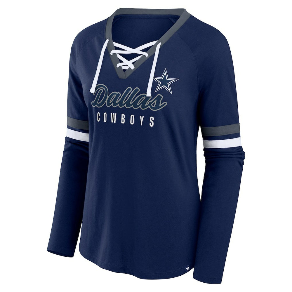 Women's Won and Done Lace-Up Long Sleeve Fashion Top - Dallas Cowboys Tops
