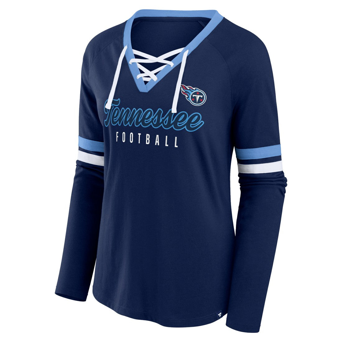 Women's Won and Done Lace-Up Long Sleeve Fashion Top - Tennessee Titans Tops