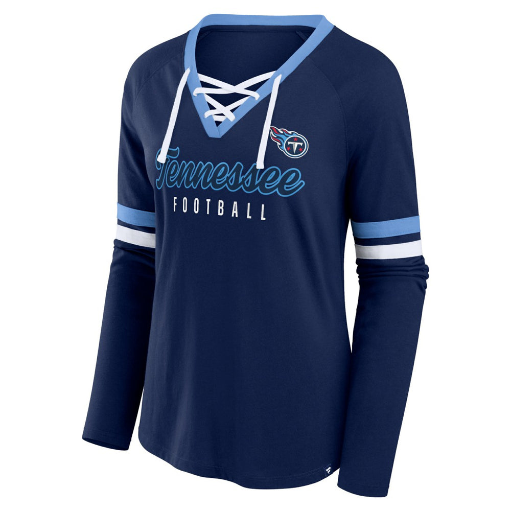 Women's Won and Done Lace-Up Long Sleeve Fashion Top - Tennessee Titans Tops