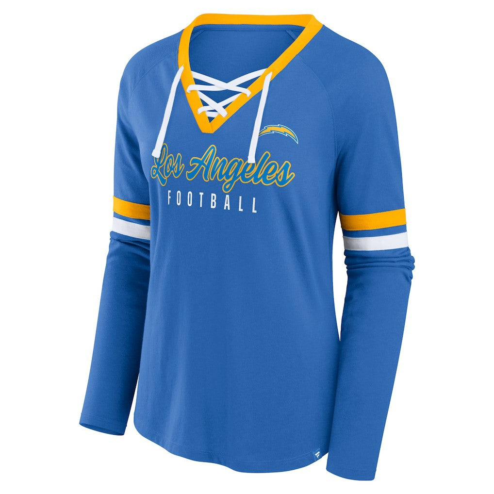 Women's Won and Done Lace-Up Long Sleeve Fashion Top - Los Angeles Chargers Tops