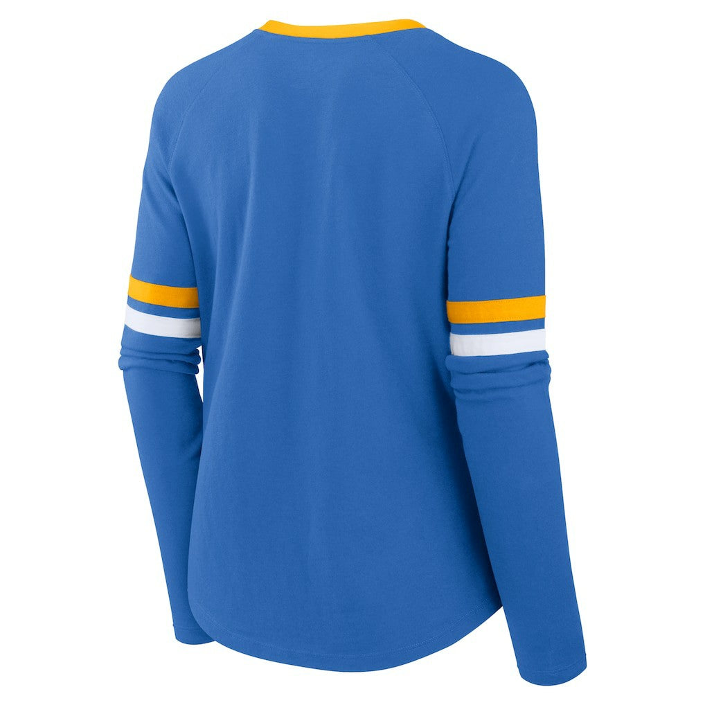 Women's Won and Done Lace-Up Long Sleeve Fashion Top - Los Angeles Chargers Tops