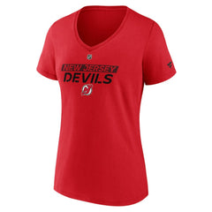 NHL New Jersey Devils Fanatics Women's Authentic Pro Core Primary V-Neck T-Shirt