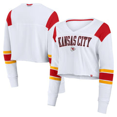 Women's Stretch Cropped Fashion Long Sleeve T-Shirt - Kansas City Chiefs T-shirts