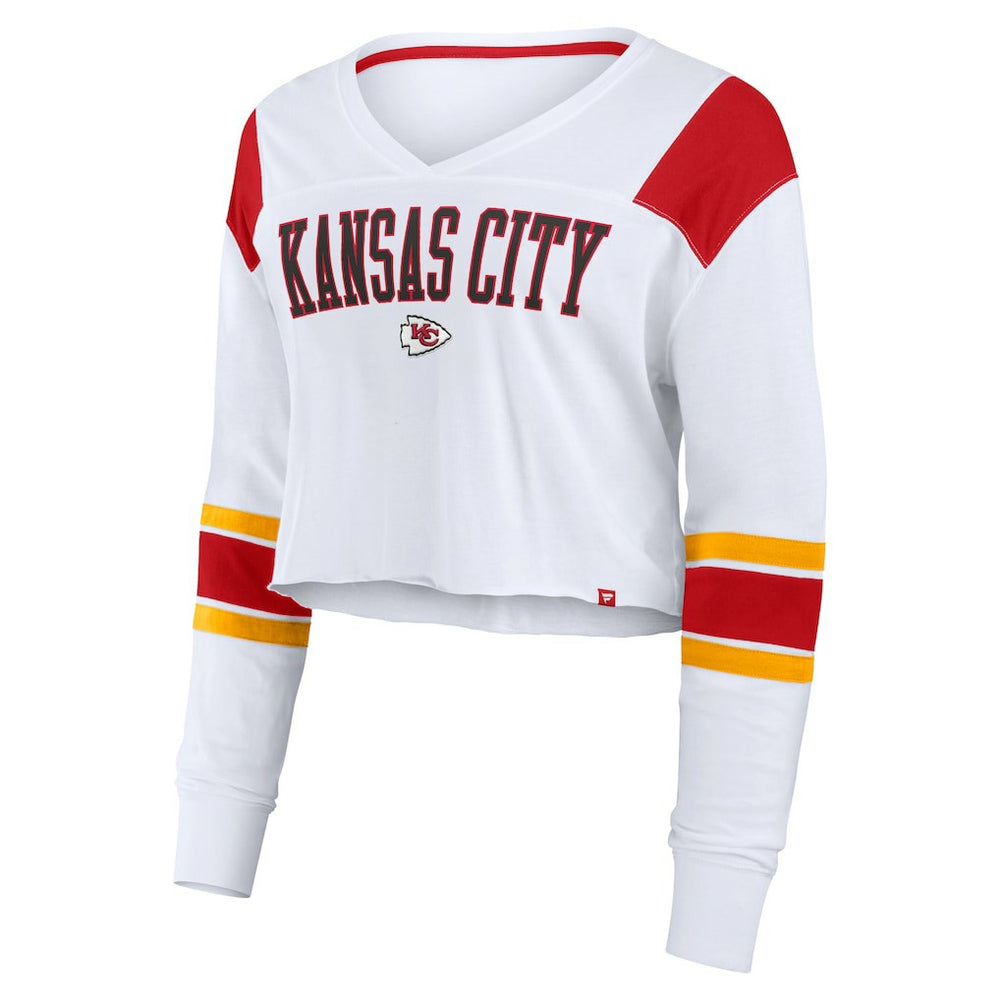 Women's Stretch Cropped Fashion Long Sleeve T-Shirt - Kansas City Chiefs T-shirts