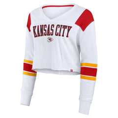 Women's Stretch Cropped Fashion Long Sleeve T-Shirt - Kansas City Chiefs T-shirts