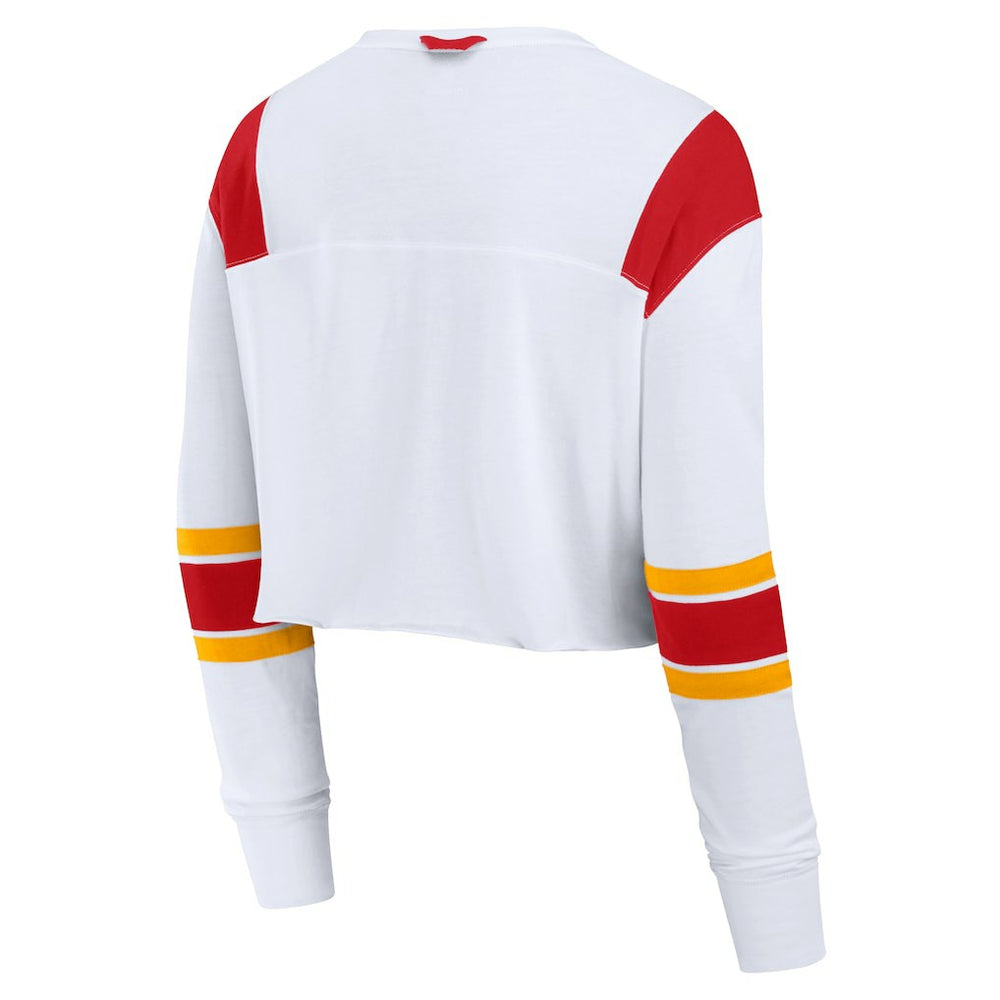 Women's Stretch Cropped Fashion Long Sleeve T-Shirt - Kansas City Chiefs T-shirts