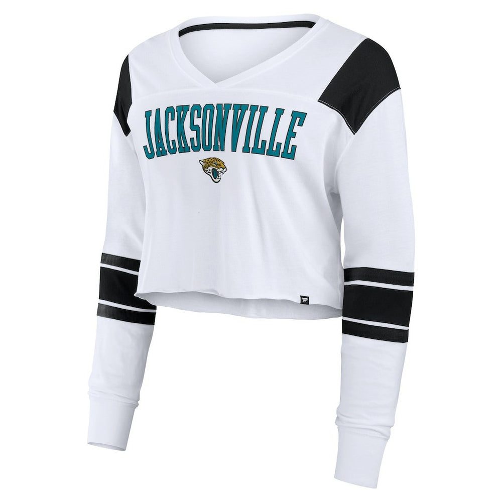 Women's Stretch Cropped Fashion Long Sleeve T-Shirt - Jacksonville Jaguars T-shirts