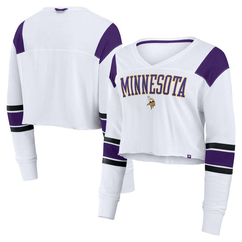 Women's Stretch Cropped Fashion Long Sleeve T-Shirt - Minnesota Vikings T-shirts