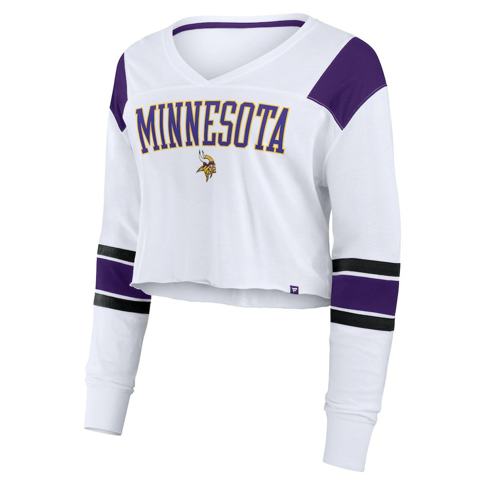 Women's Stretch Cropped Fashion Long Sleeve T-Shirt - Minnesota Vikings T-shirts