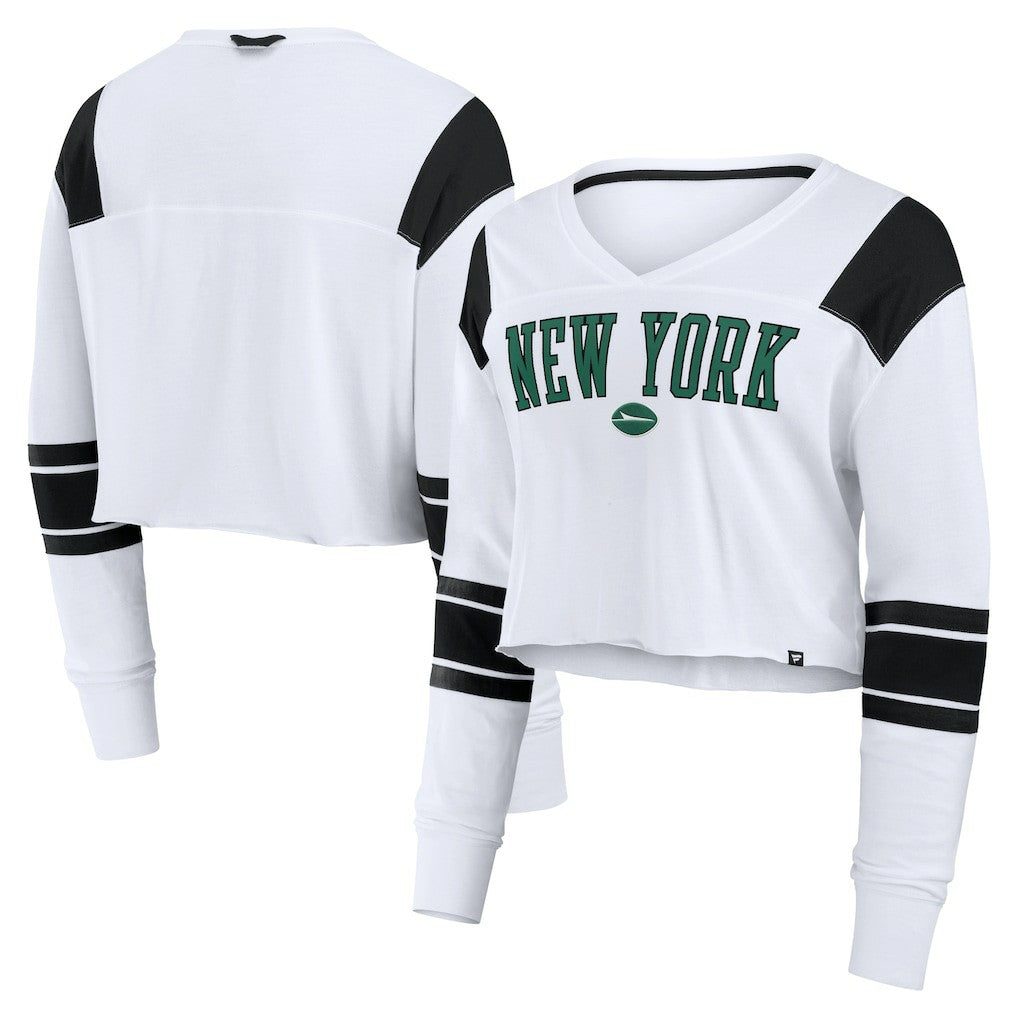 Women's Stretch Cropped Fashion Long Sleeve T-Shirt - New York Jets T-shirts