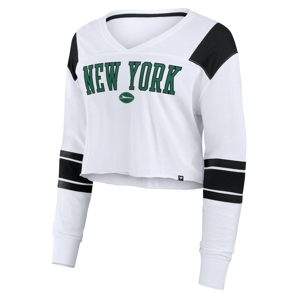 Women's Stretch Cropped Fashion Long Sleeve T-Shirt - New York Jets T-shirts