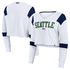 Women's Stretch Cropped Fashion Long Sleeve T-Shirt - Seattle Seahawks T-shirts