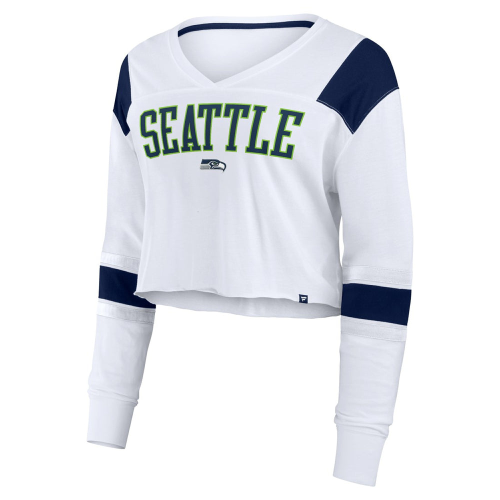 Women's Stretch Cropped Fashion Long Sleeve T-Shirt - Seattle Seahawks T-shirts