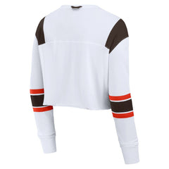 Women's Stretch Cropped Fashion Long Sleeve T-Shirt - Cleveland Browns T-shirts